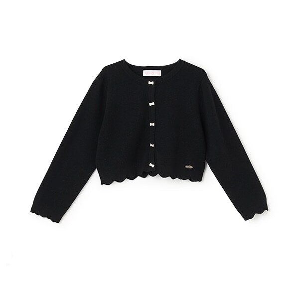 リボンボタン　ニットボレロ