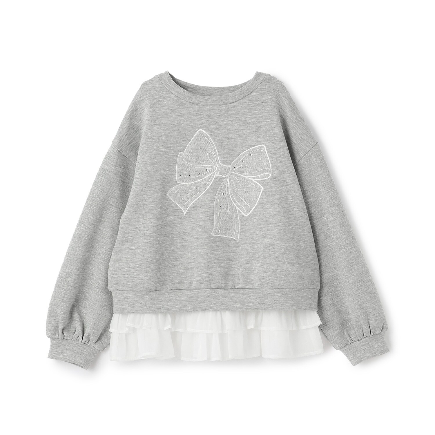 ビッグリボントレーナー＆裾フリルTシャツセット