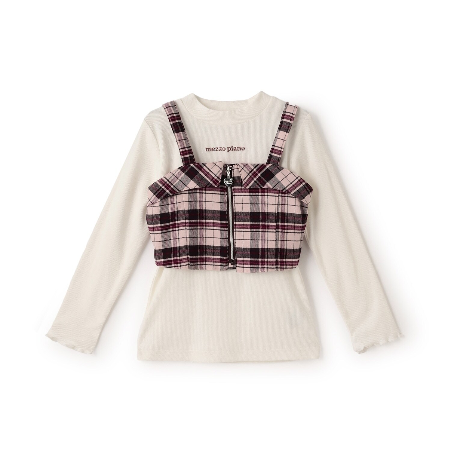 チェックビスチェ＆長袖Tシャツセット