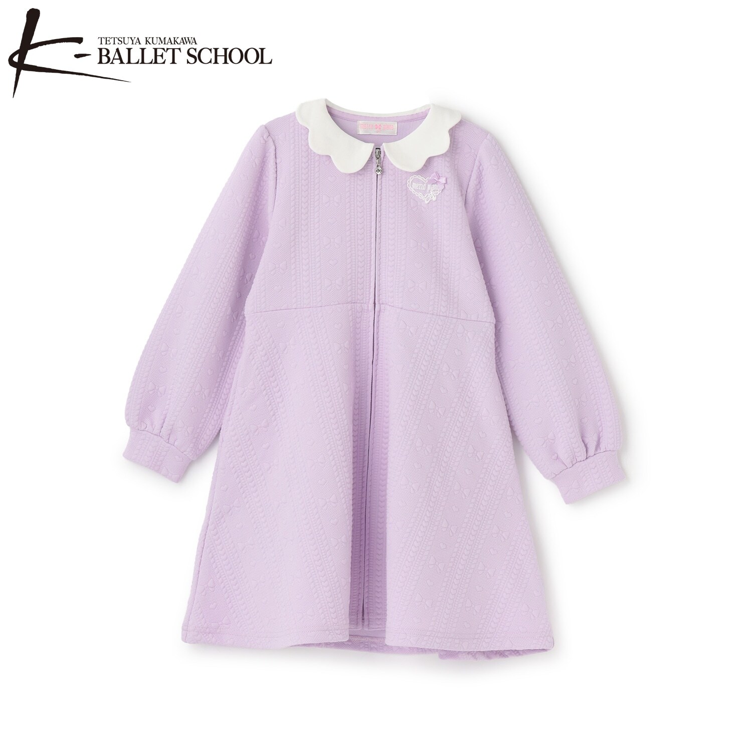 【バレエ】スカラップ衿 前開きカットジャガードワンピース