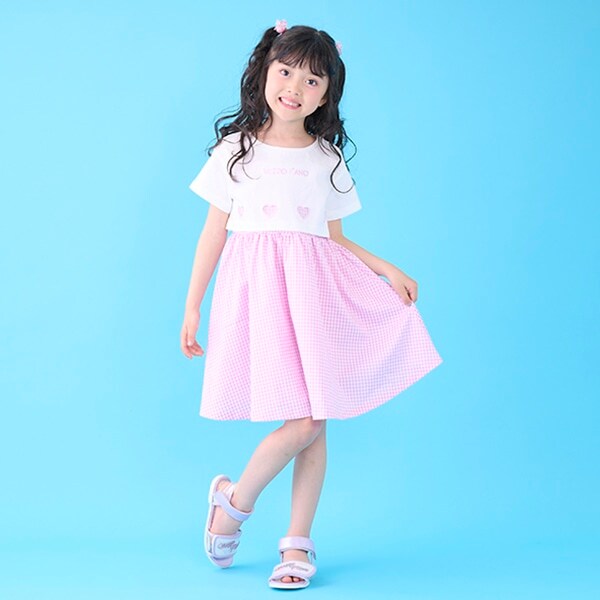 星柄・ギンガム　キャミワンピース＆Tシャツセット