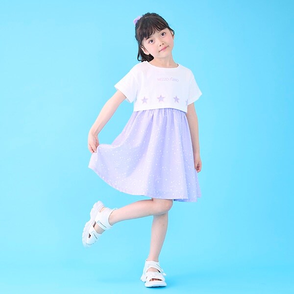 星柄・ギンガム　キャミワンピース＆Tシャツセット