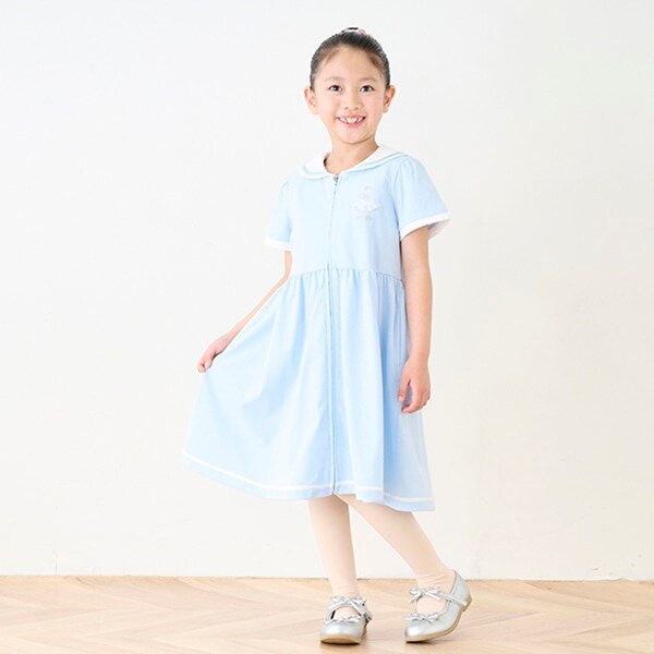 【バレエ】前開きセーラー半袖ワンピース