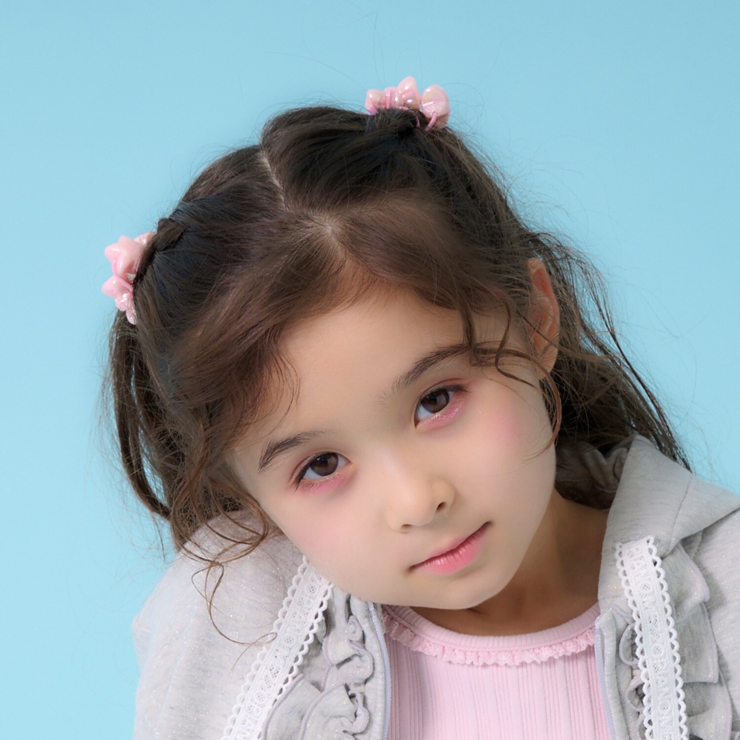 リボン＆星　ヘアポニー2個セット