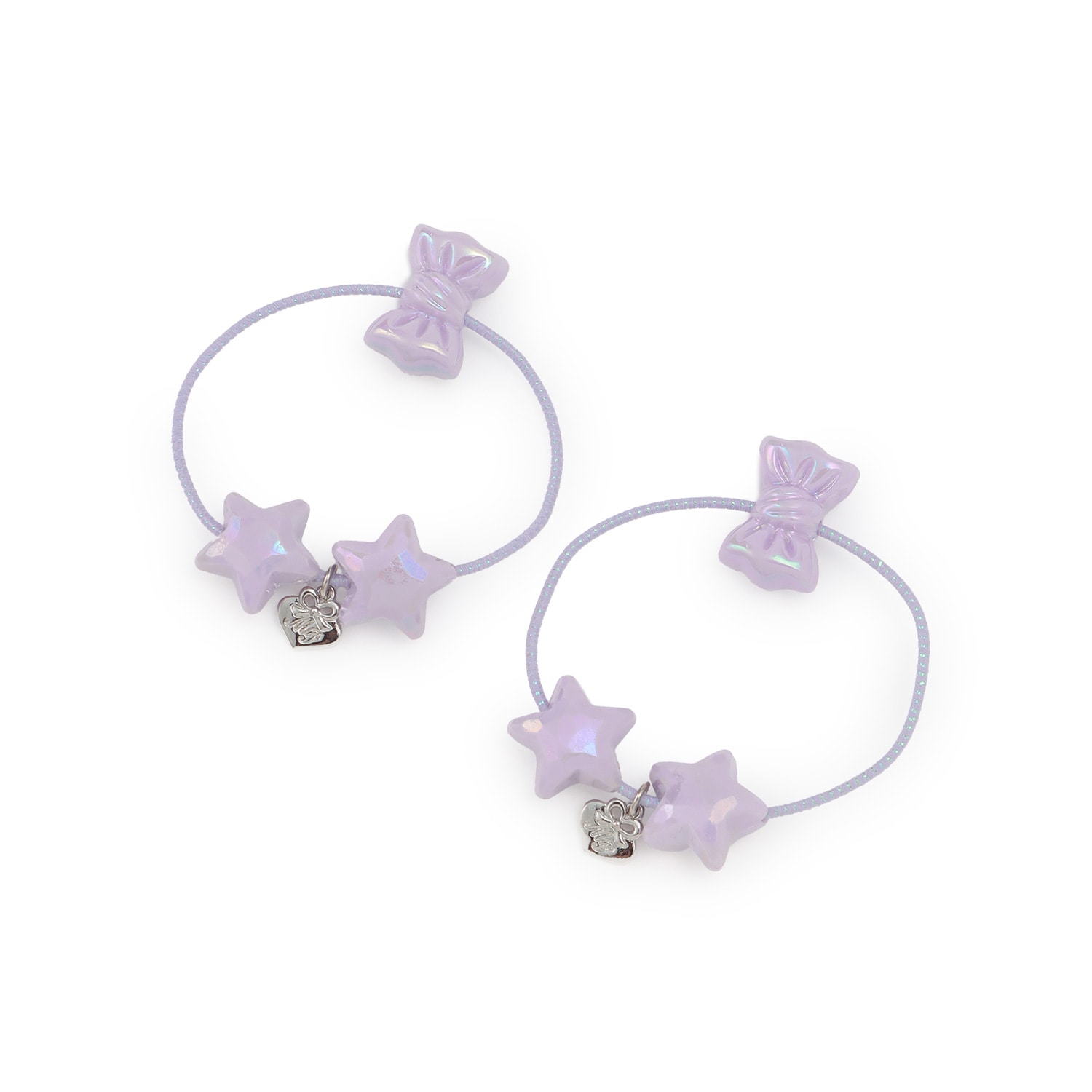 リボン＆星　ヘアポニー2個セット