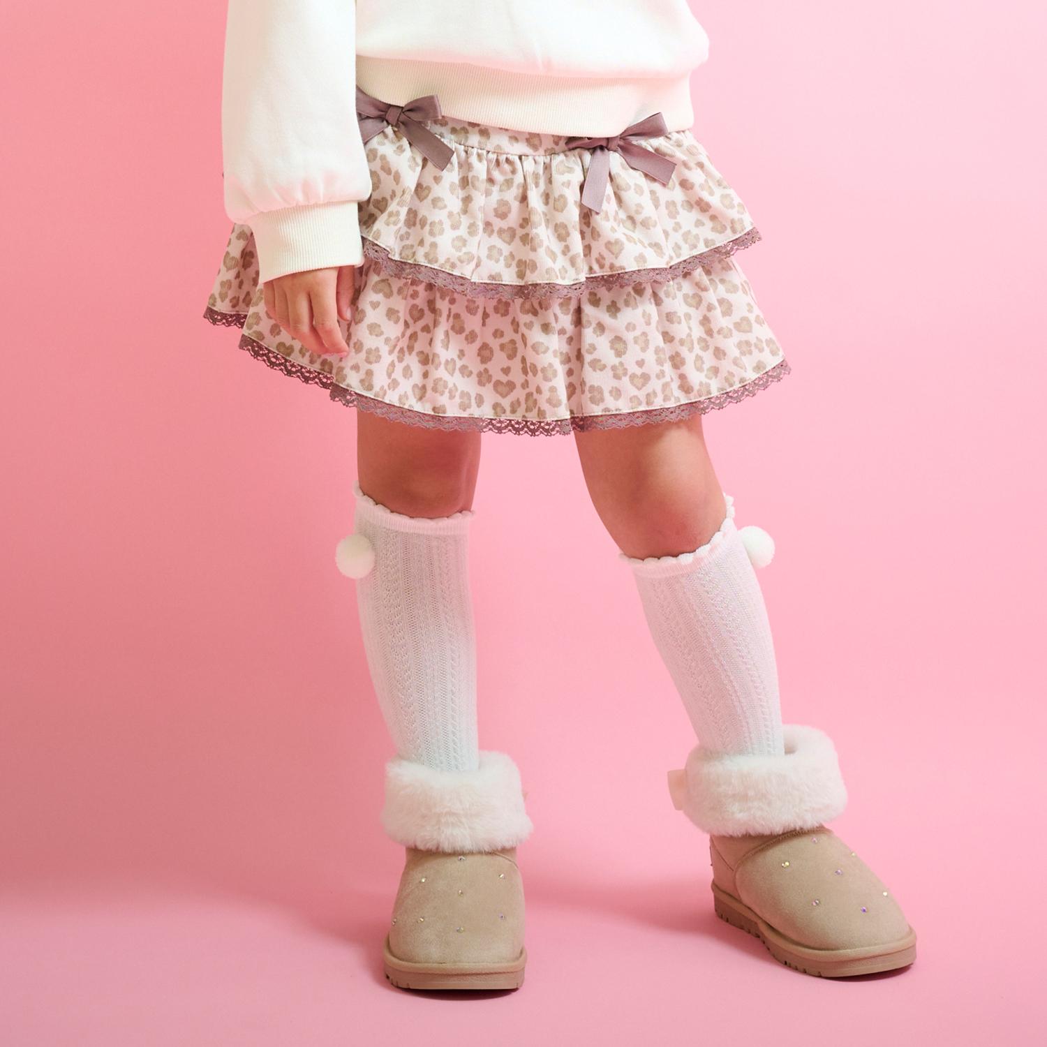 ヒョウ柄レースアップスカパン