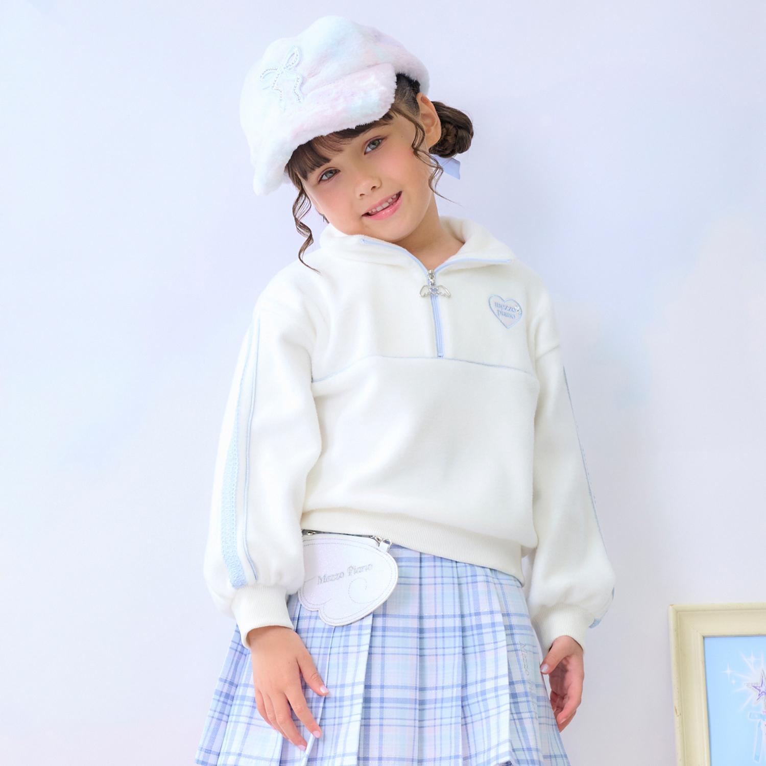 ラメパイピング　ハーフZIPプルオーバー