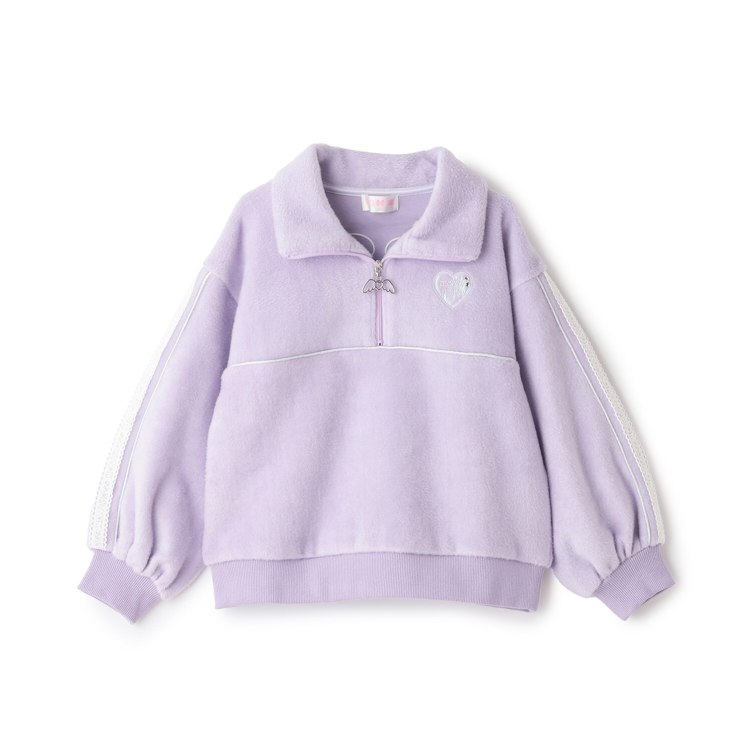 ラメパイピング　ハーフZIPプルオーバー