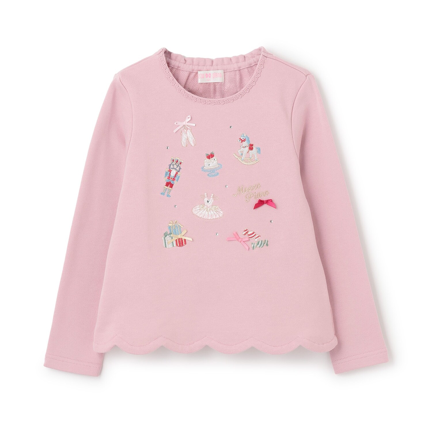 くるみ割り人形アップリケ裾スカラップトレーナー