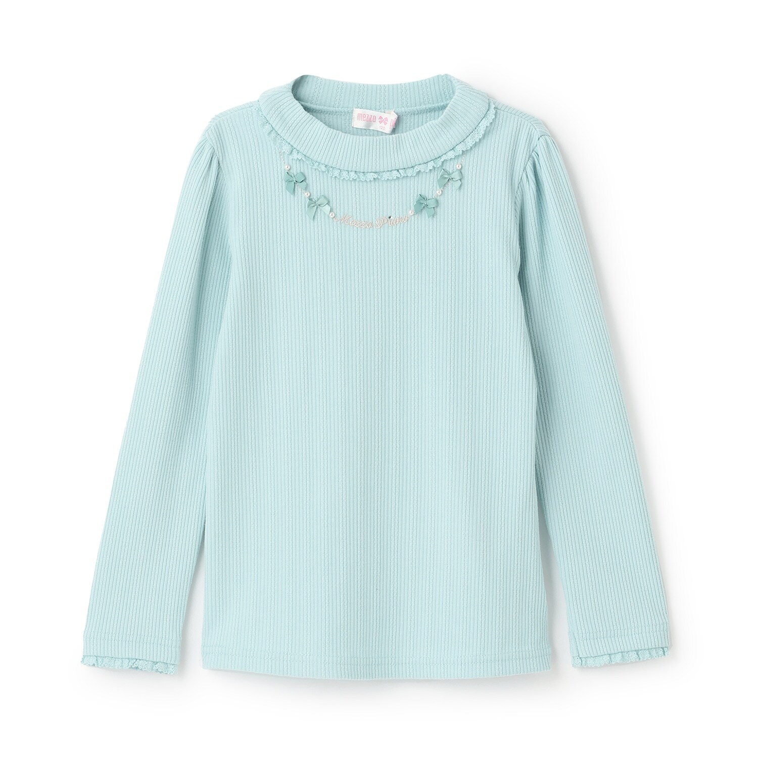 リボンネックレス風　プチハイ長袖Tシャツ