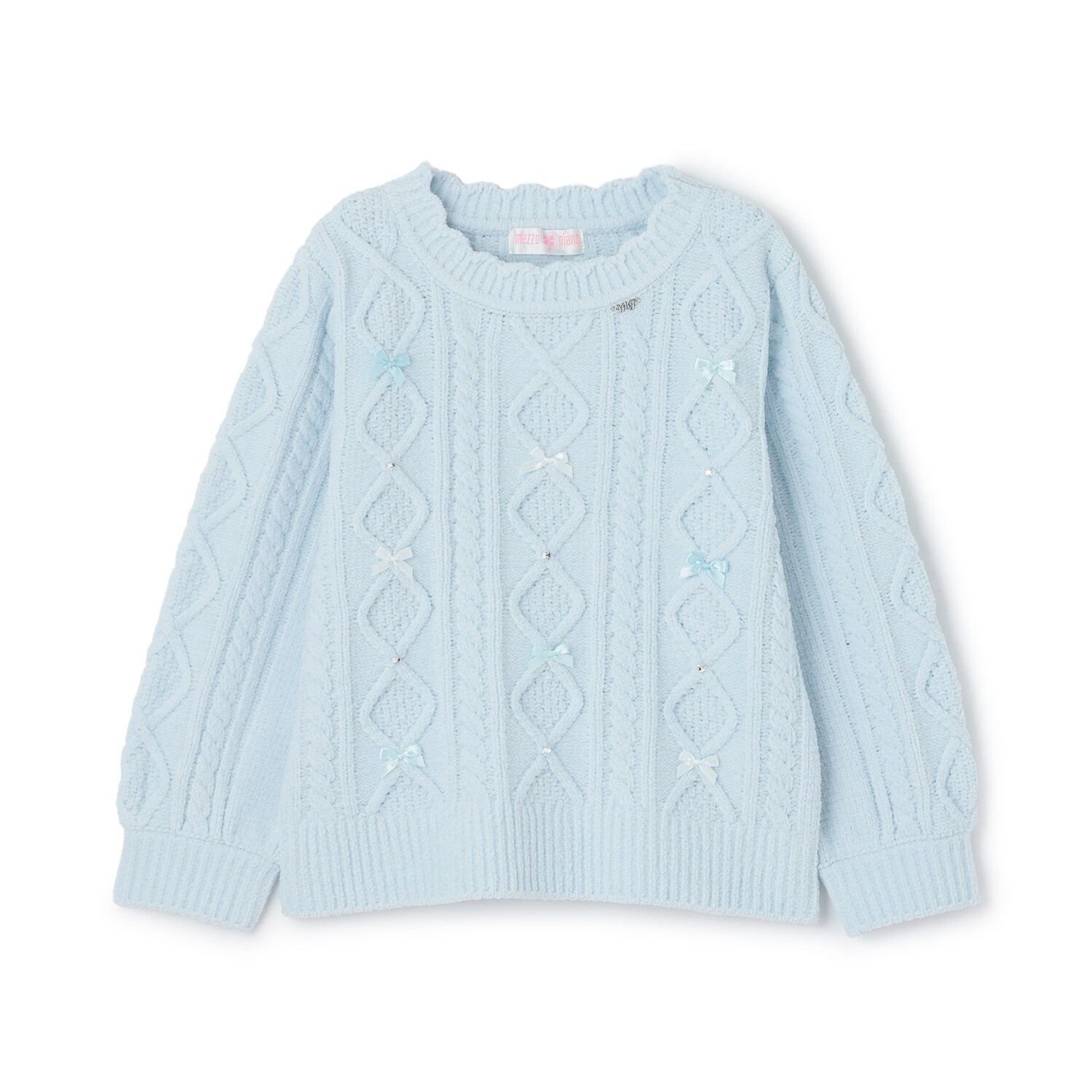 ケーブルリボン　モールニット　プルオーバー