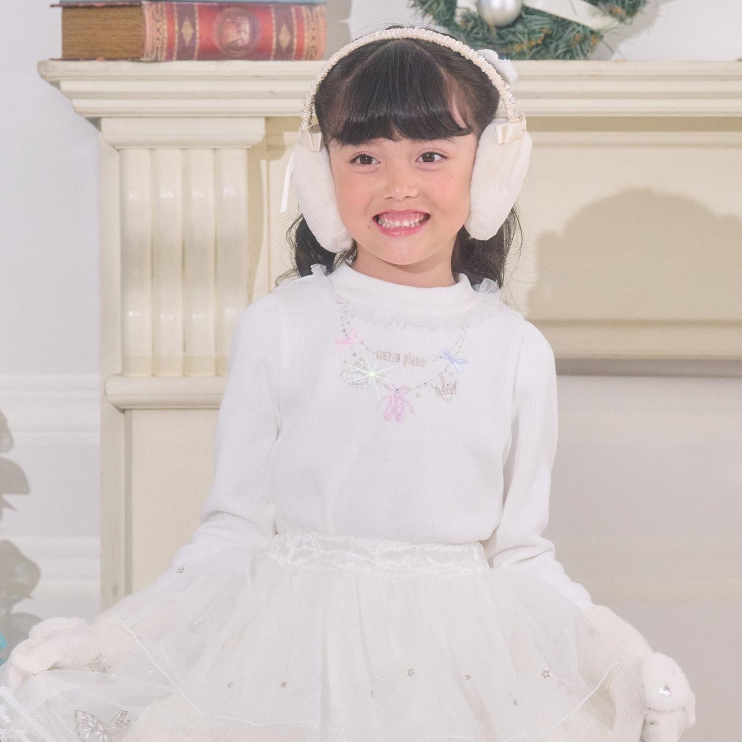 ネックレス刺しゅう　プチハイ長袖Tシャツ