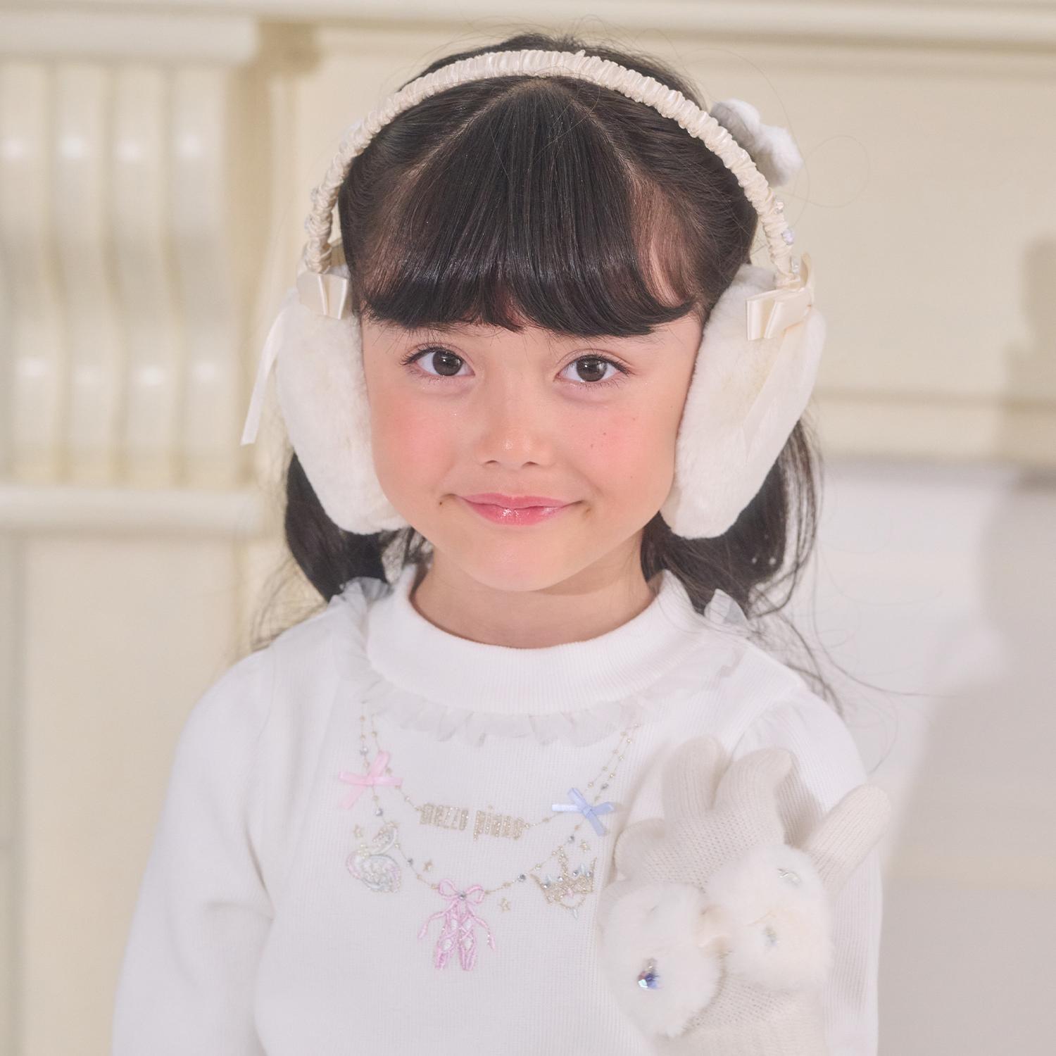 リボン　フェイクファーイヤマフ