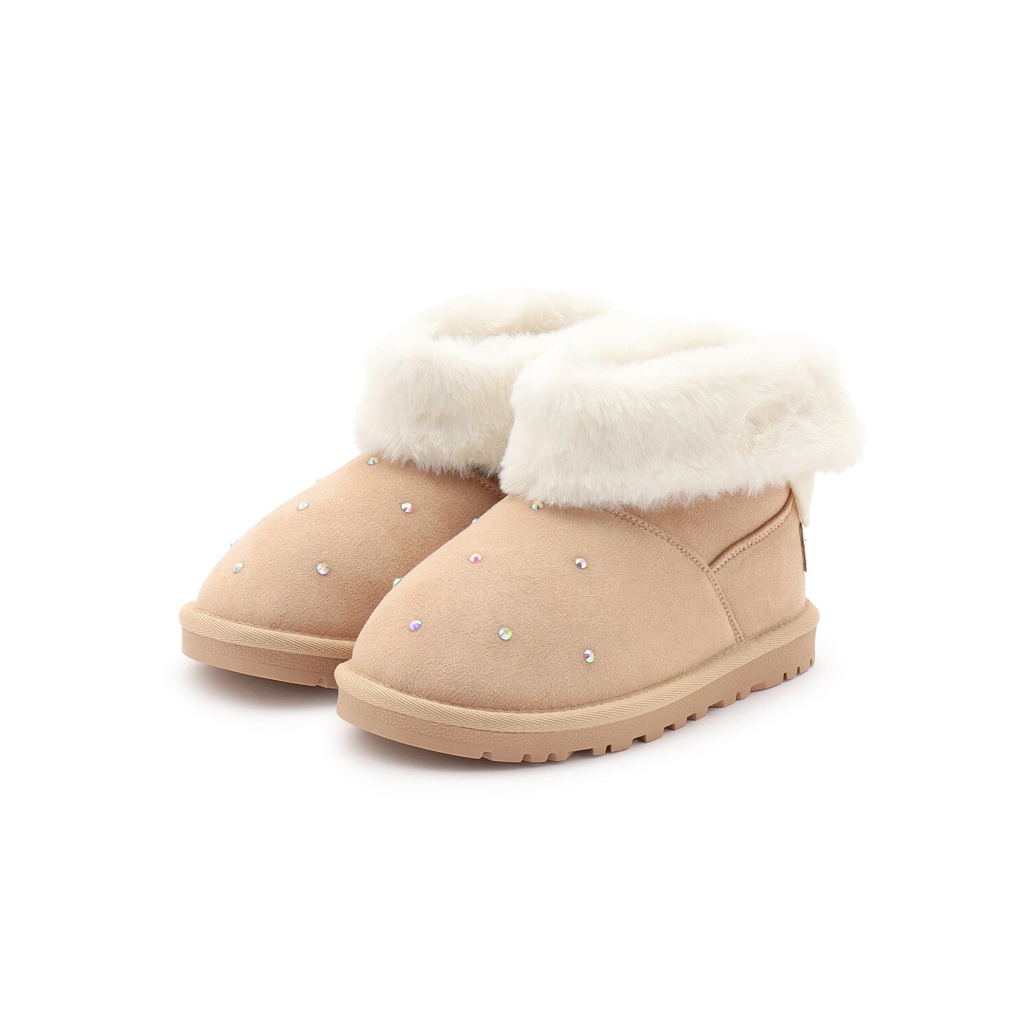 ラインストーン　ムートン風ショートブーツ