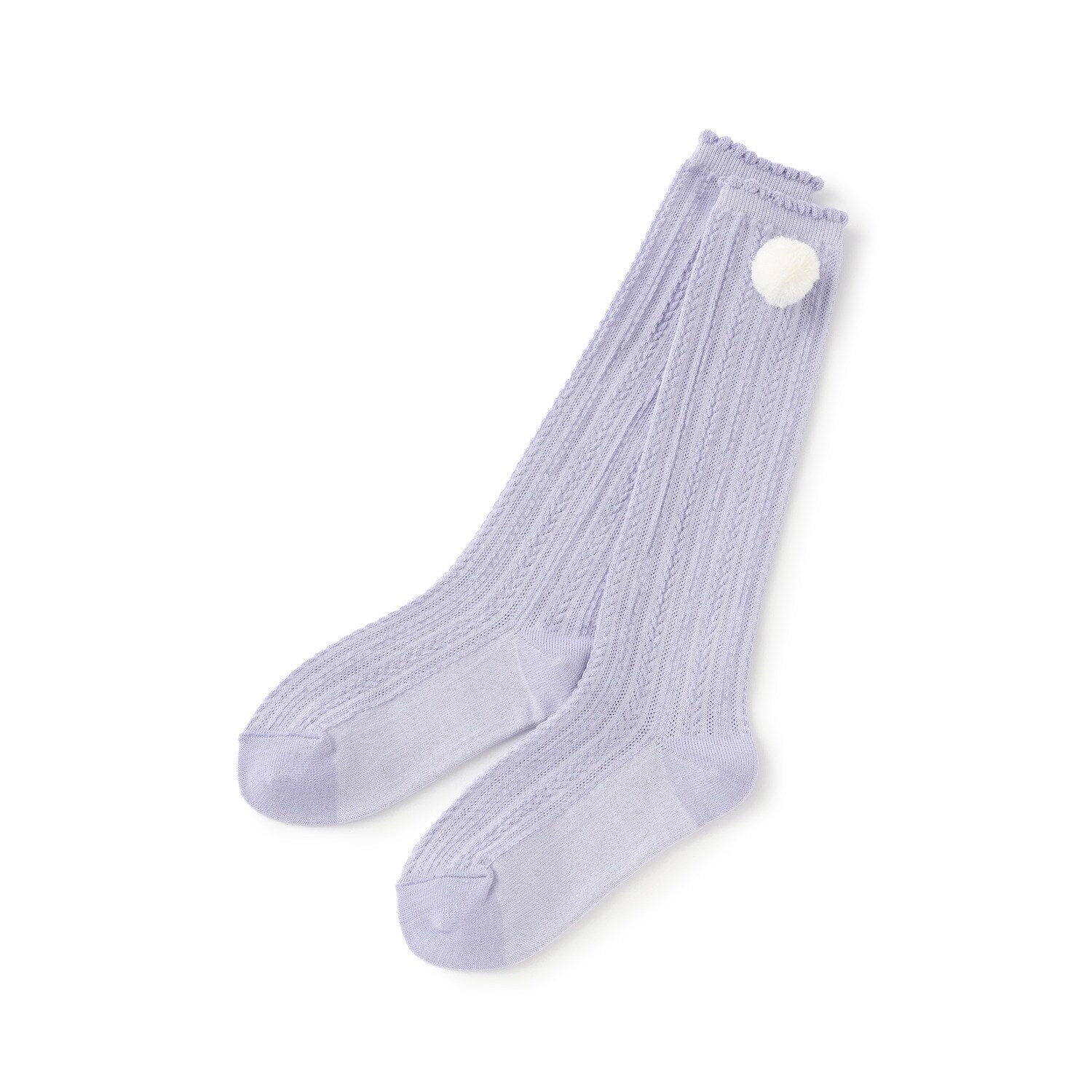 ボン天つき　ケーブルハイソックス