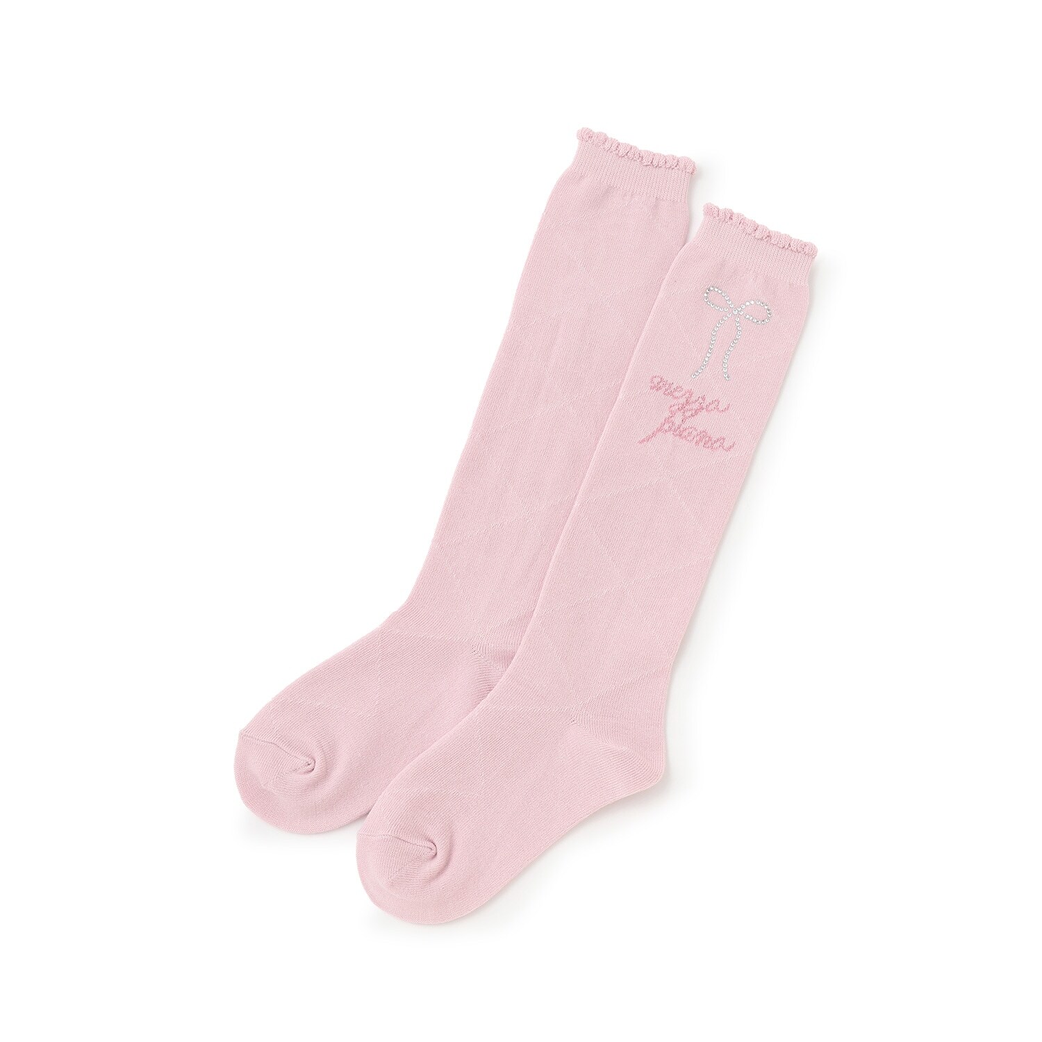 ラインストーンつき　ダイヤ柄ハイソックス