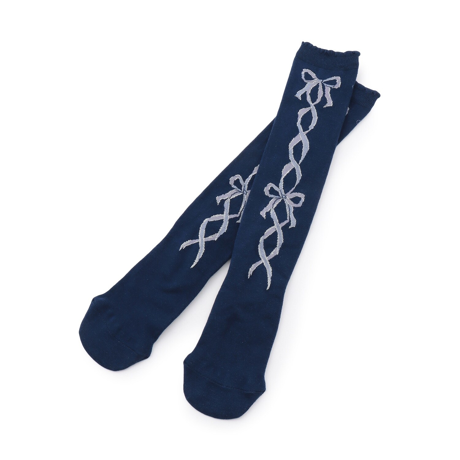 バレリーナ風編み上げ柄ハイソックス