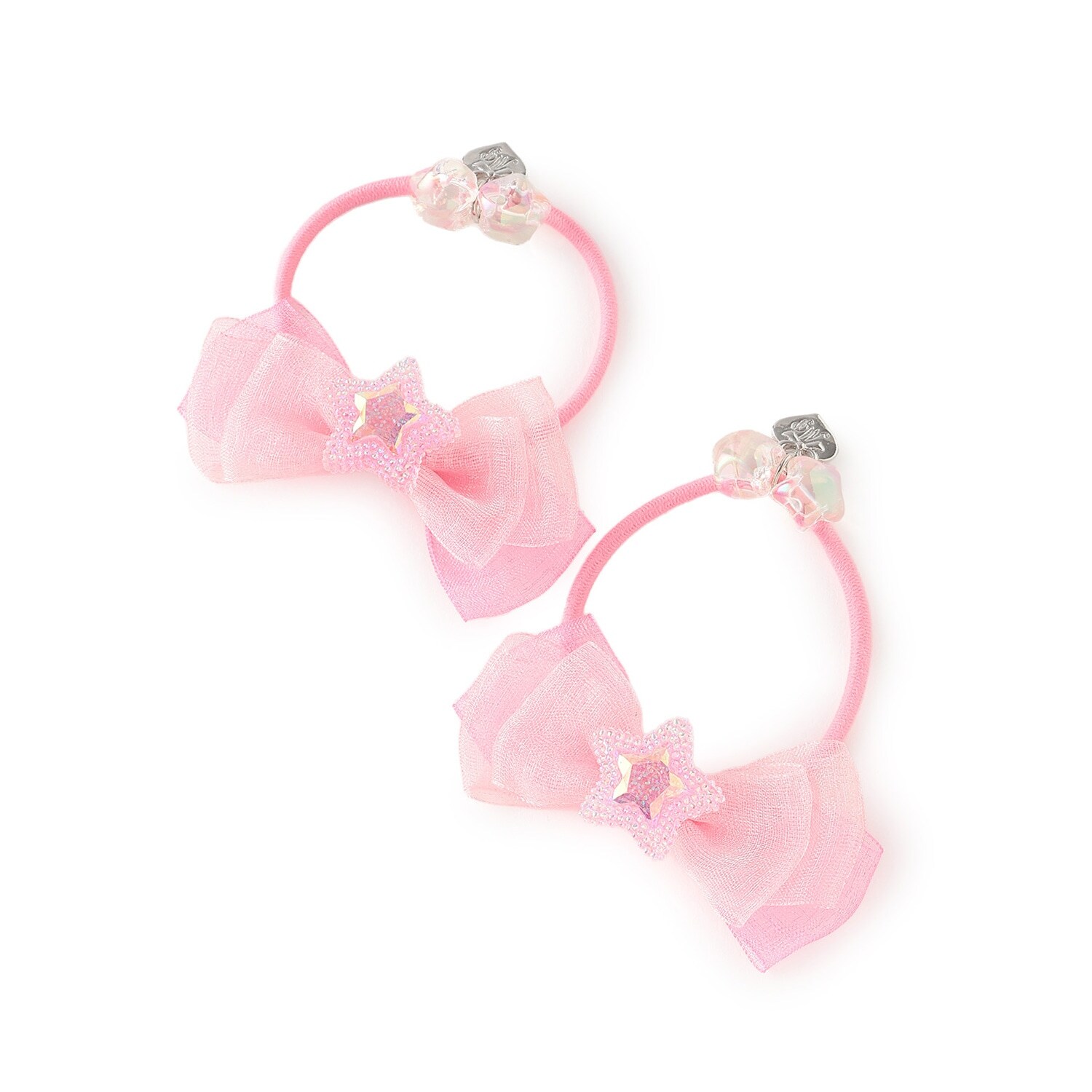 星つきリボン　ヘアポニー2個セット