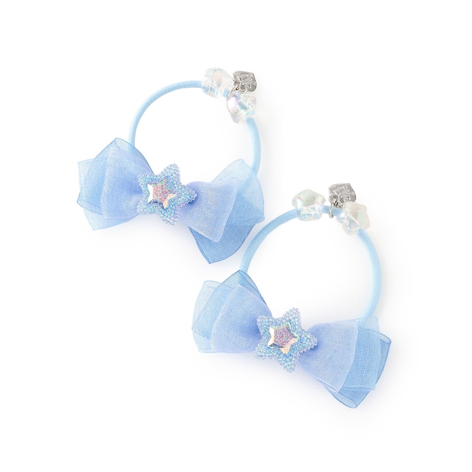 星つきリボン　ヘアポニー2個セット