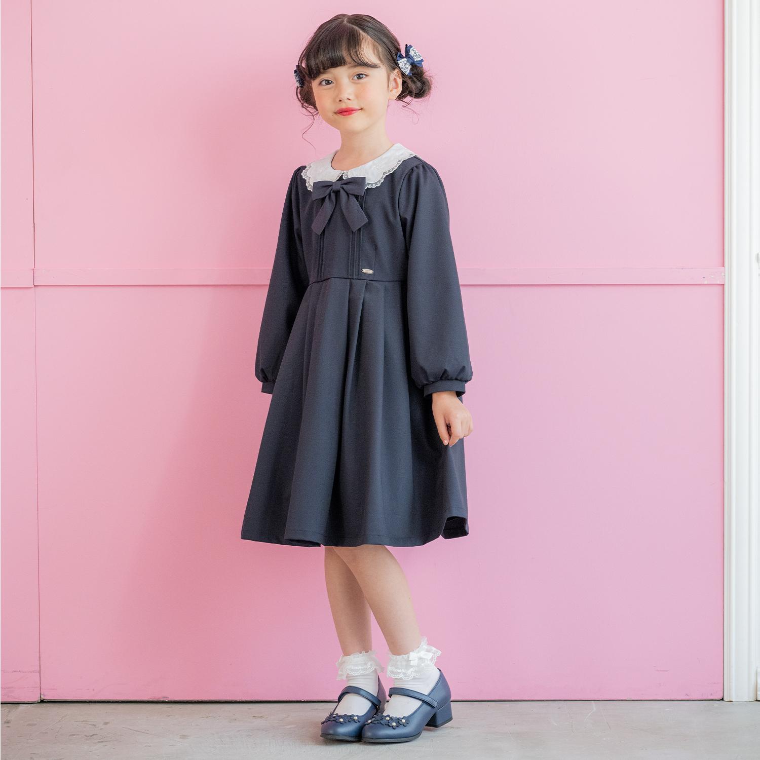 カットワーク刺しゅう衿　ワンピース