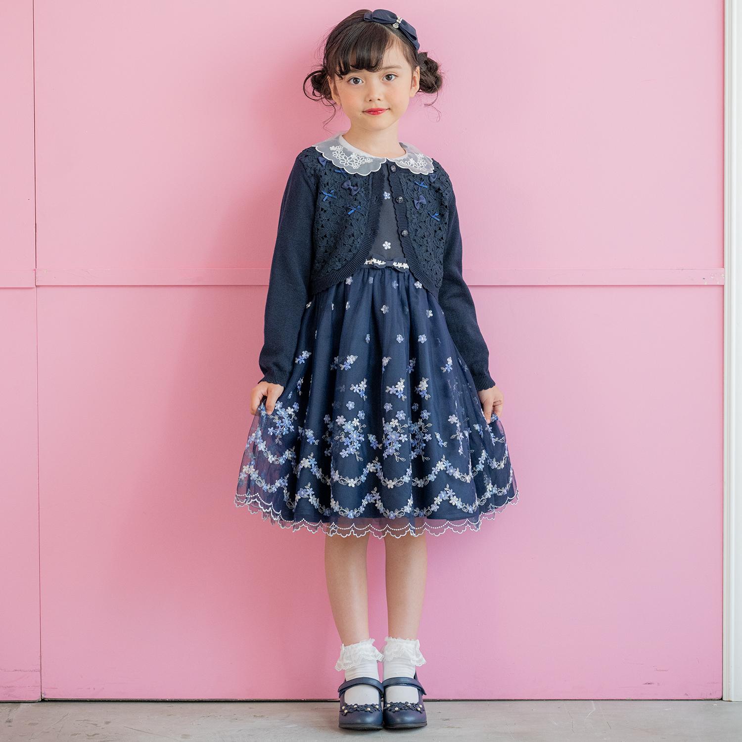 お花刺しゅうチュールワンピース