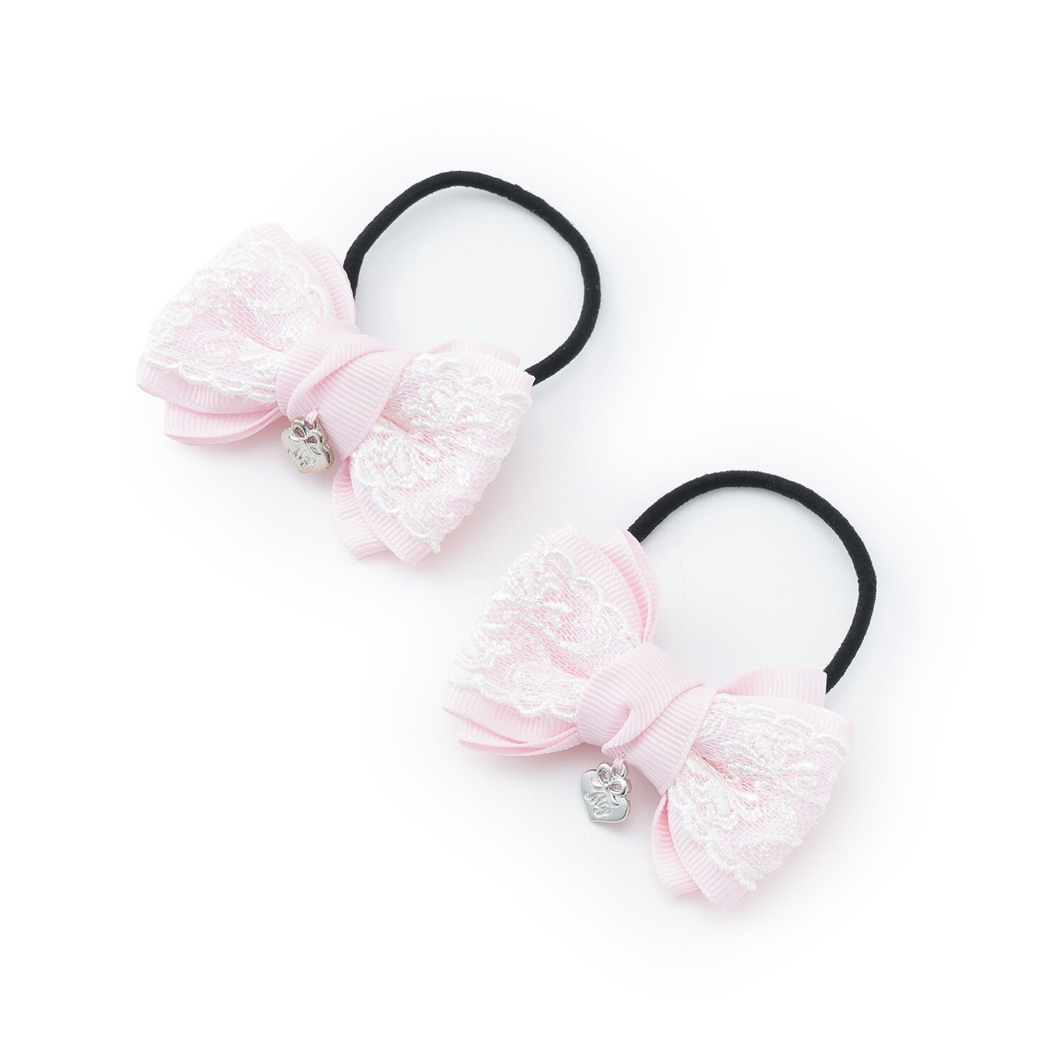 リボンレース　ヘアポニー2個セット【日本製】