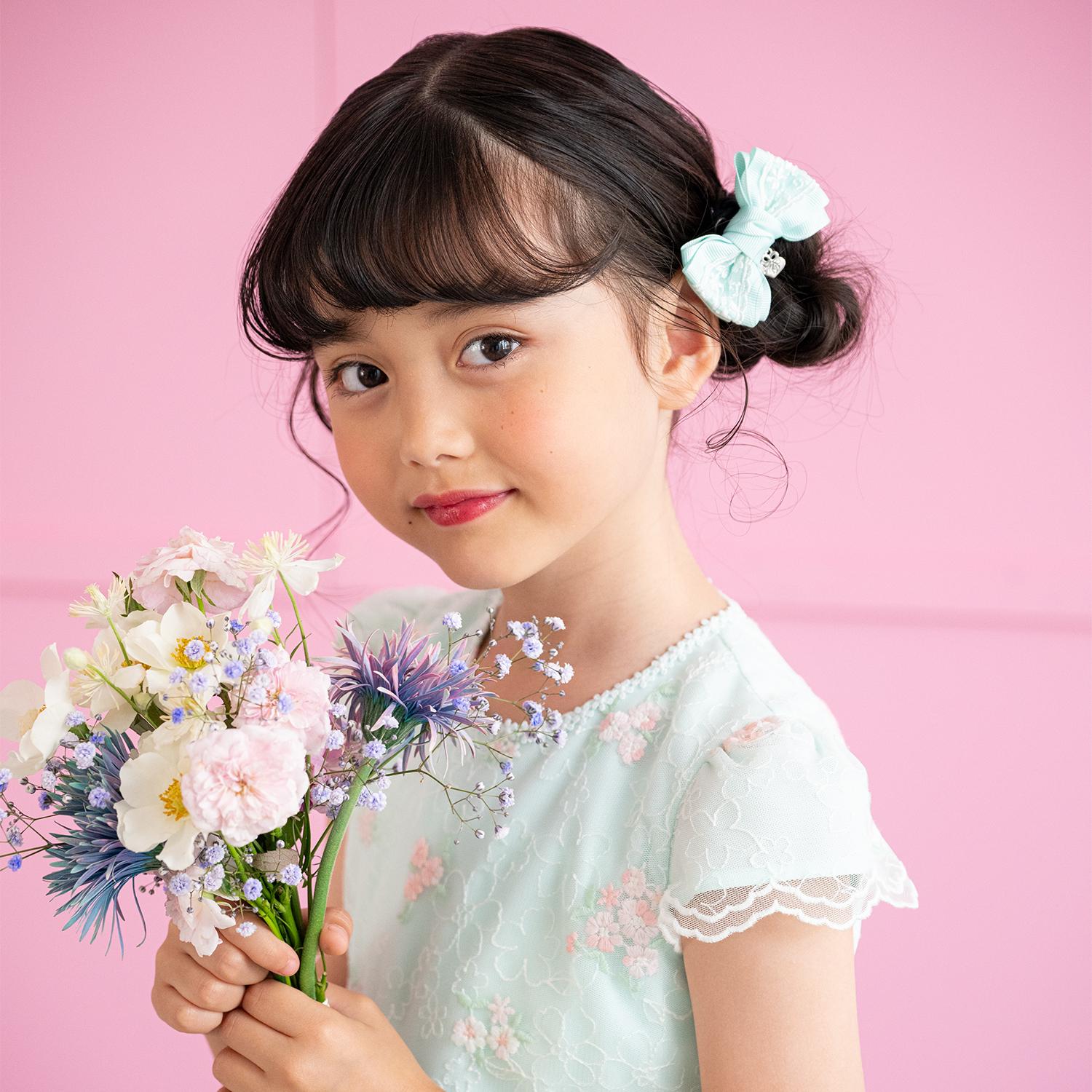 リボンレース　ヘアポニー2個セット【日本製】