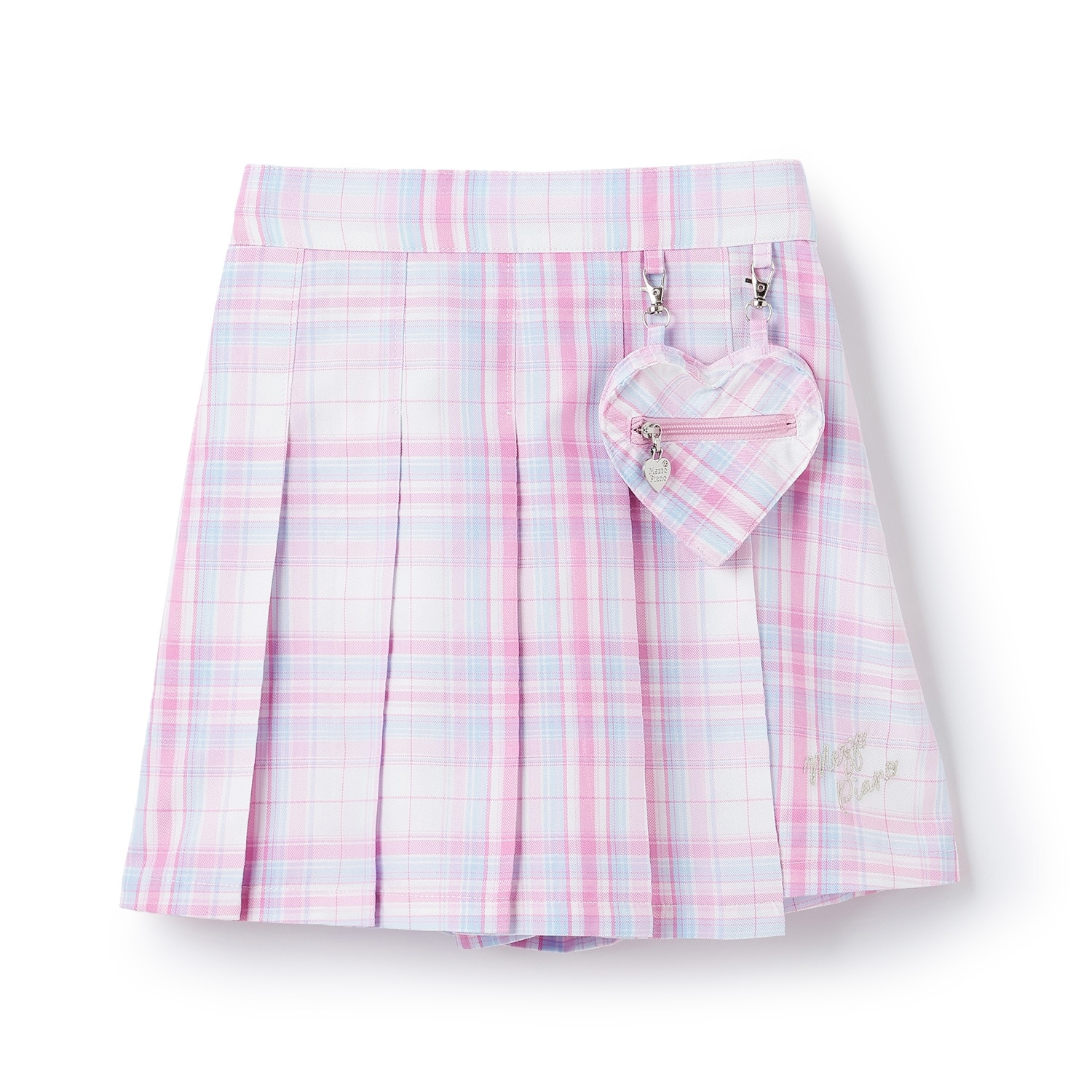 ハートポーチつき　ラップ風チェック　キュロットスカート
