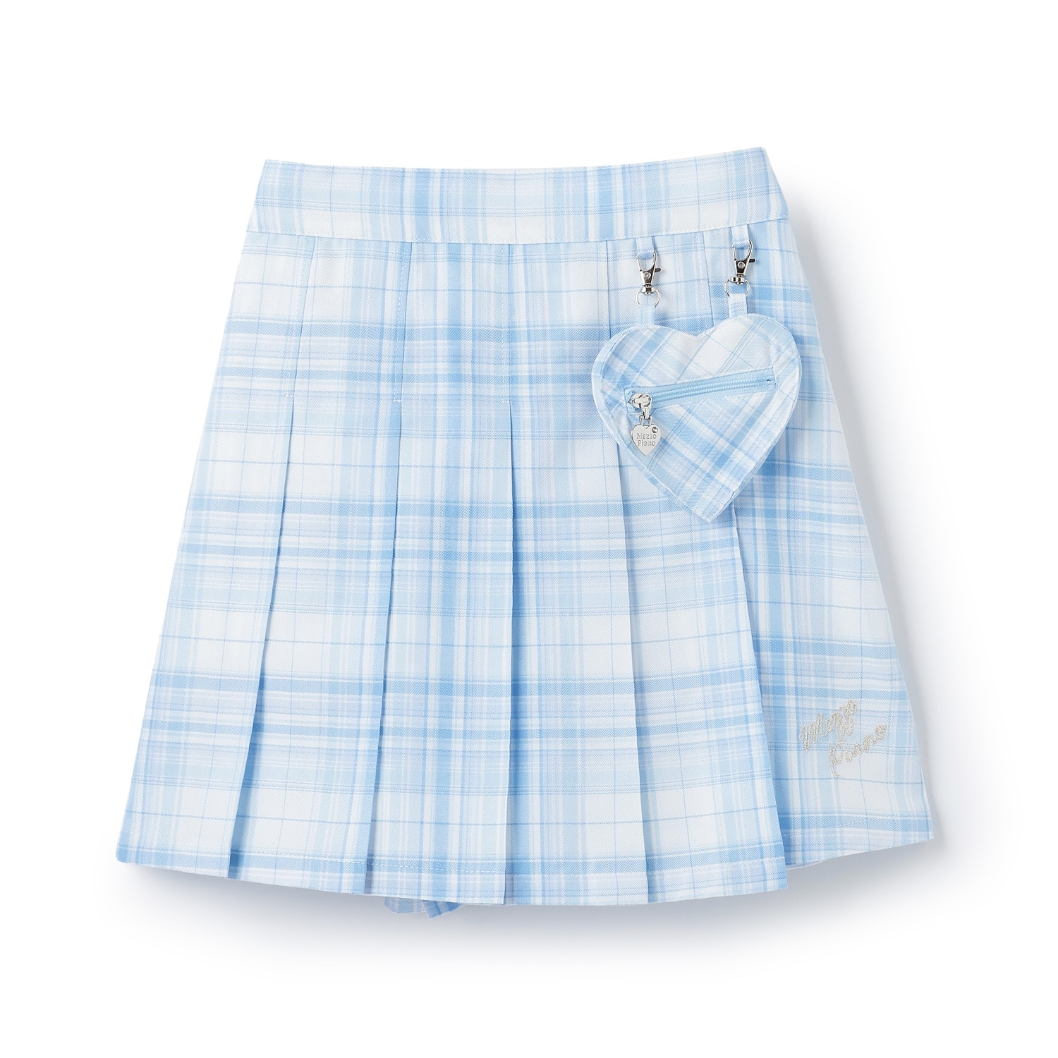ハートポーチつき　ラップ風チェック　キュロットスカート
