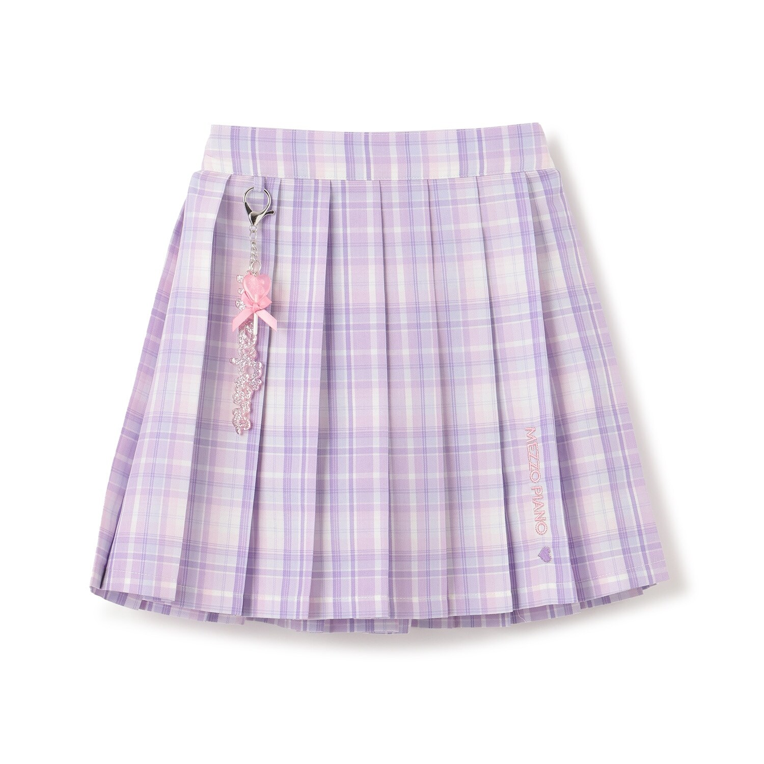 チャームつき　チェックプリーツスカパン