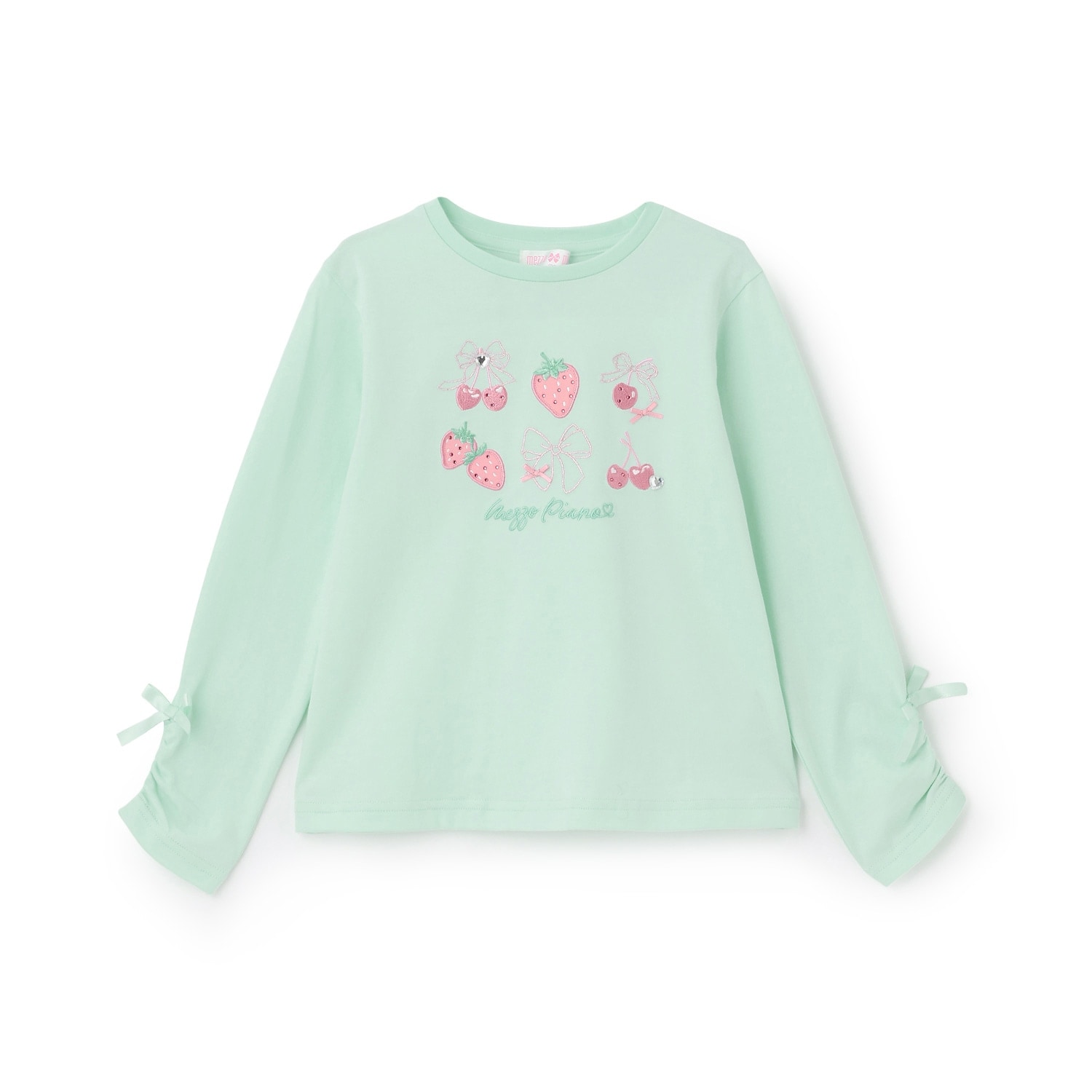 イチゴチェリーアップリケ　長袖Tシャツ