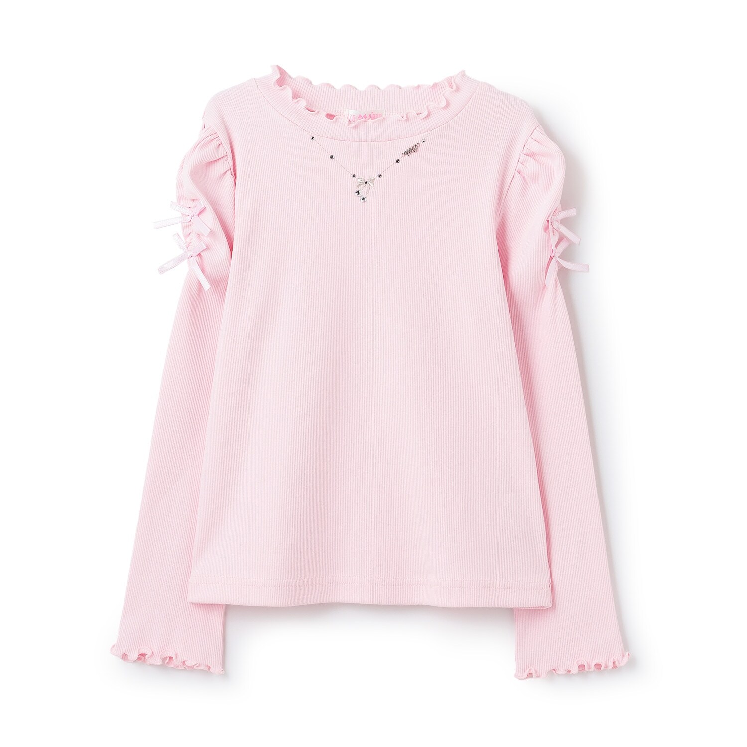 ネックレス刺しゅう　プチハイネック　長袖Tシャツ