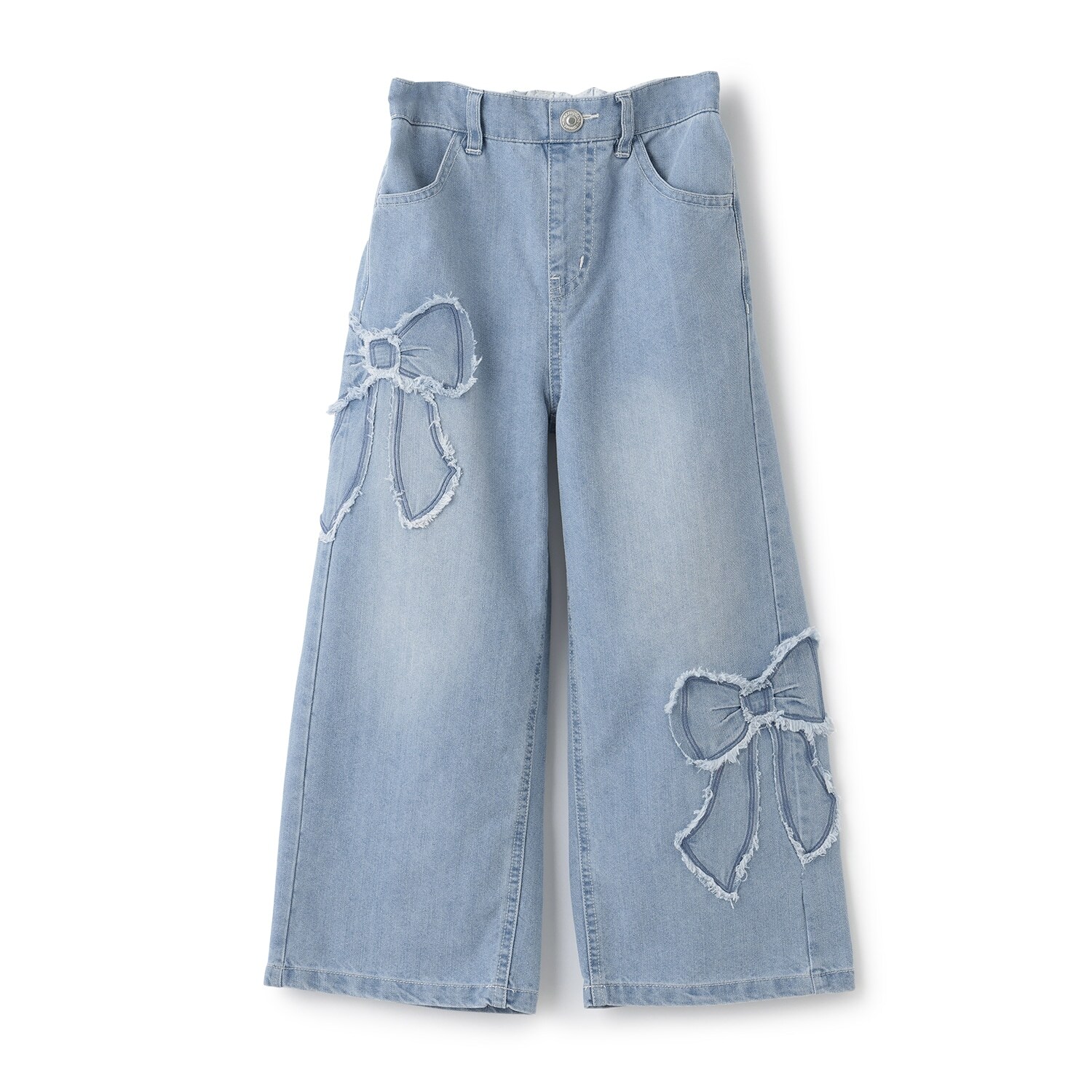 リボンアップリケ　デニムパンツ