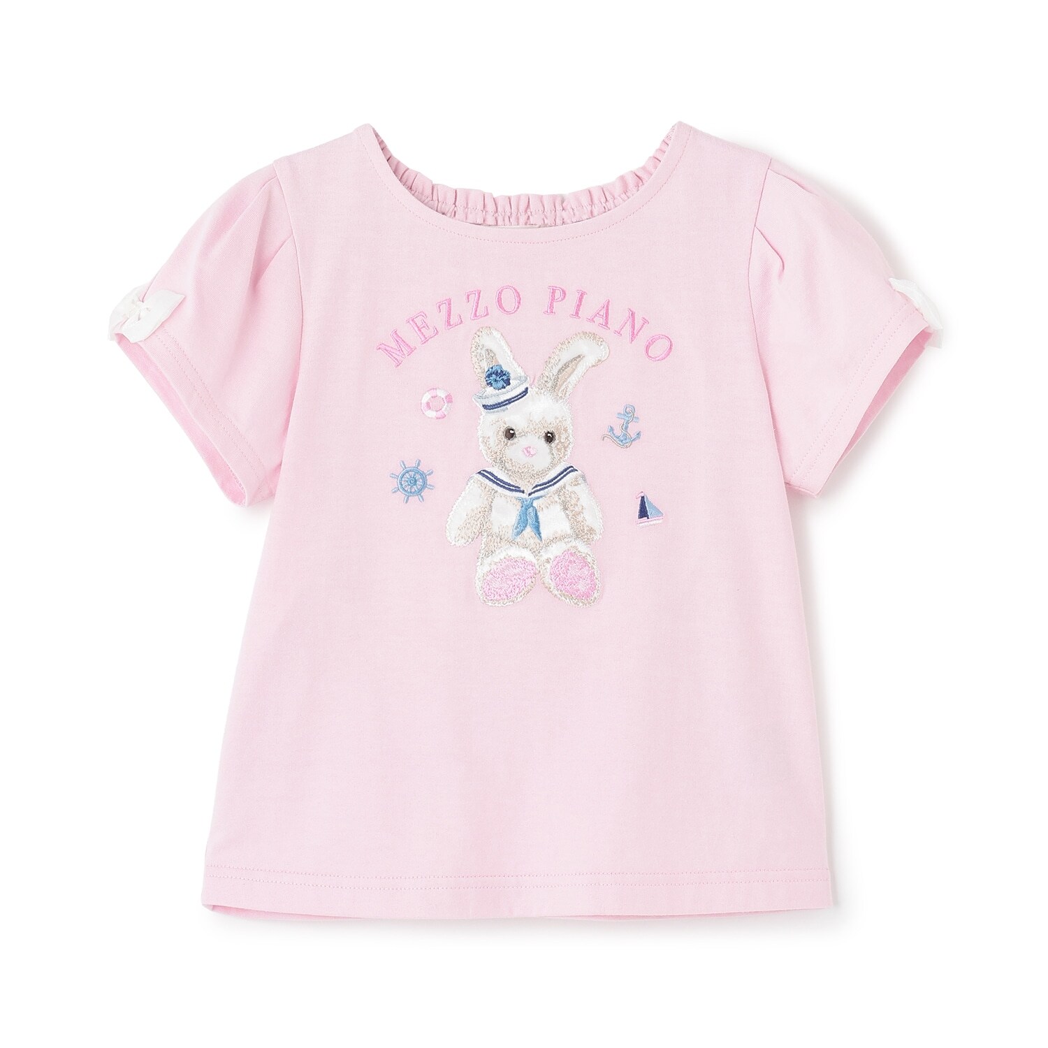 ウサギ・ネコ　マリン半袖Tシャツ