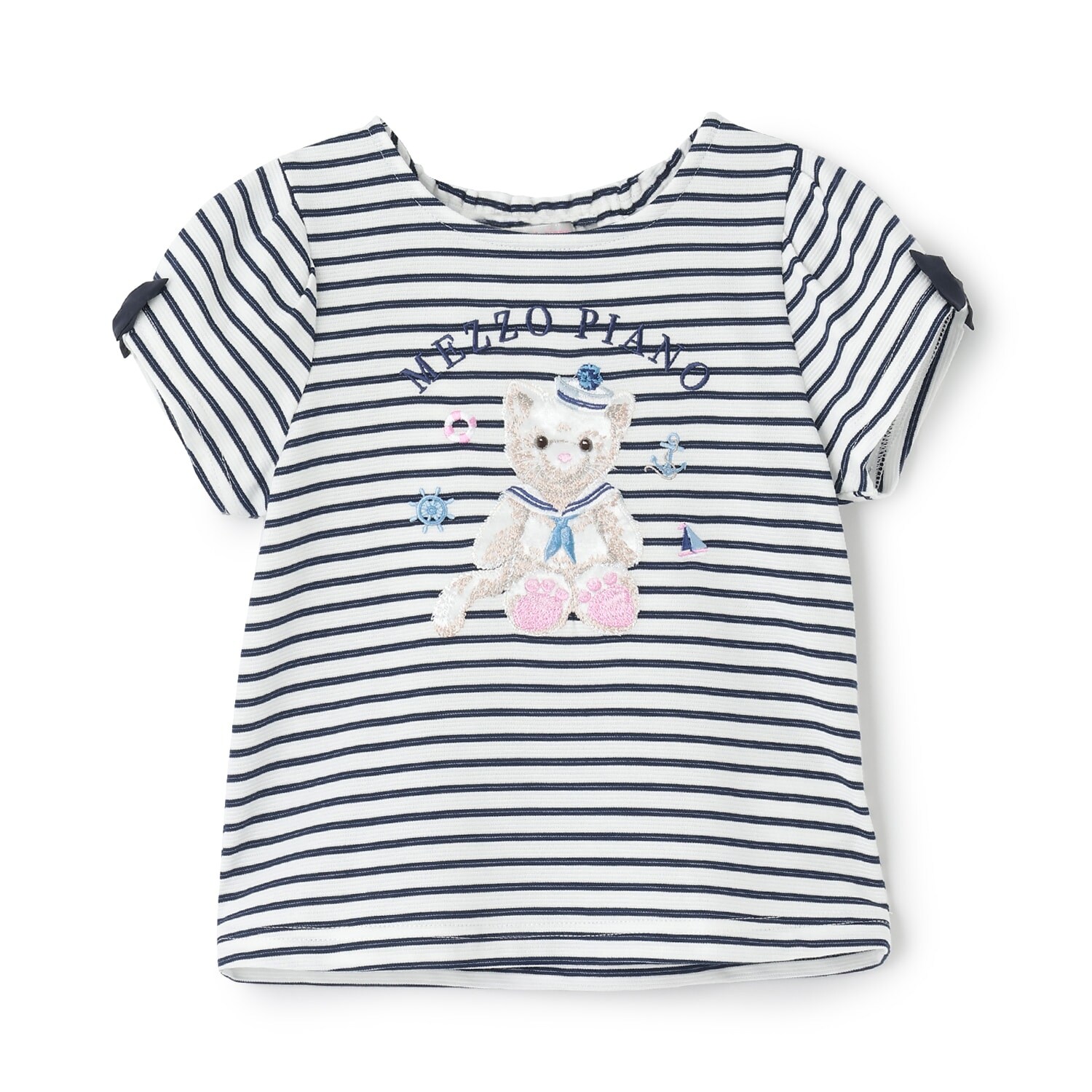 ウサギ・ネコ　マリン半袖Tシャツ