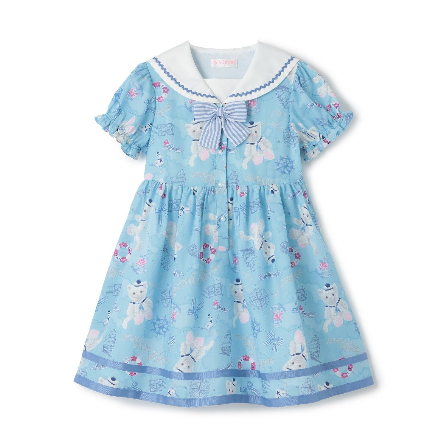 ウサギ・ネコ　航海柄　セーラーワンピース