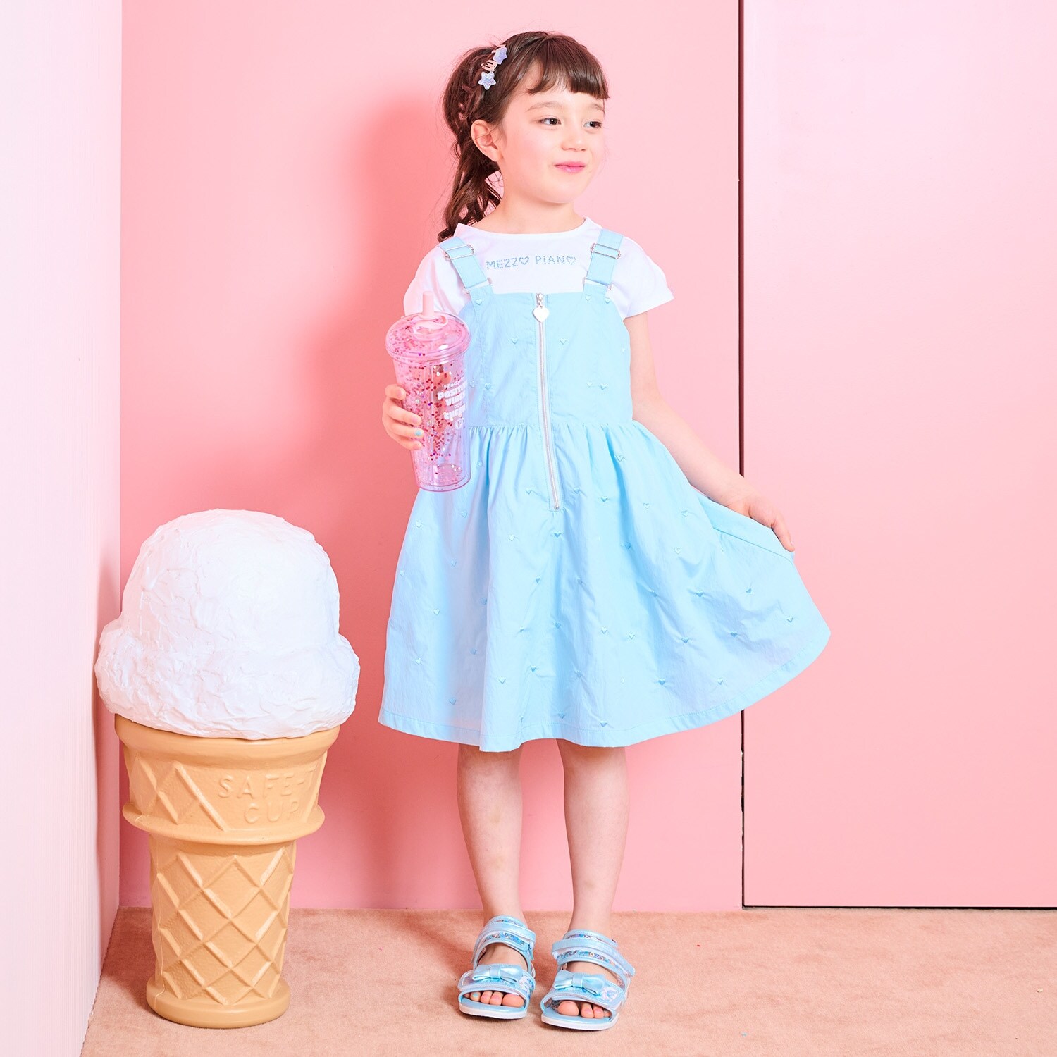 フロントZIPワンピース　＆半袖Tシャツセット