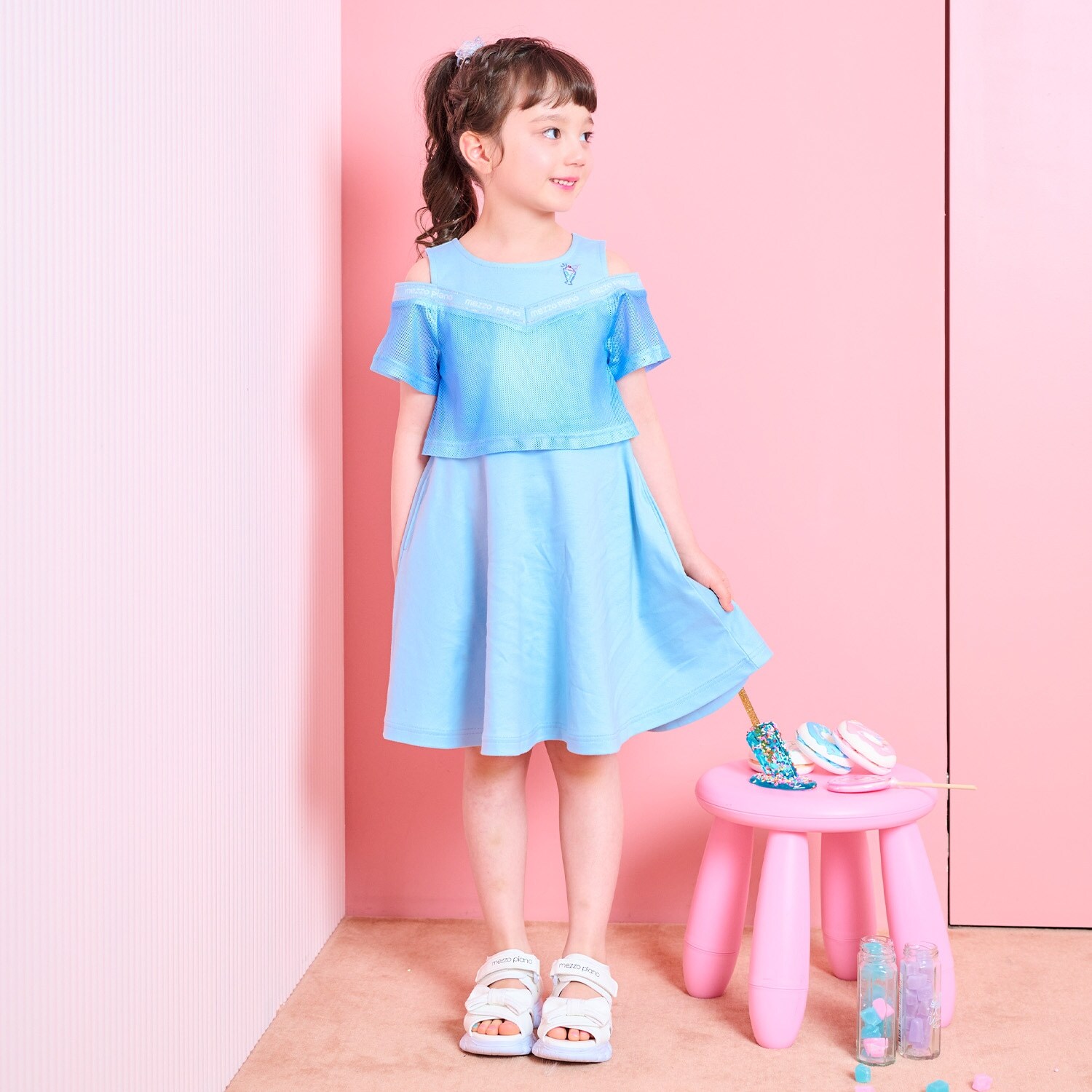 メッシュ　ドッキングワンピース