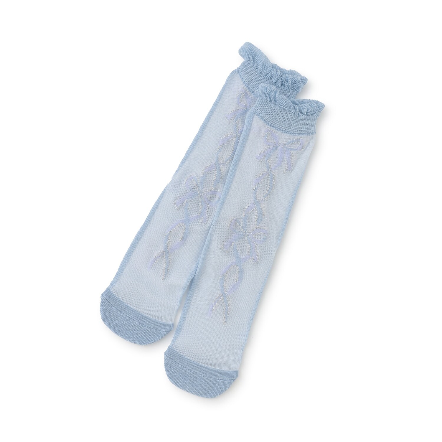 レースアップリボン　透かし柄ソックス【日本製】