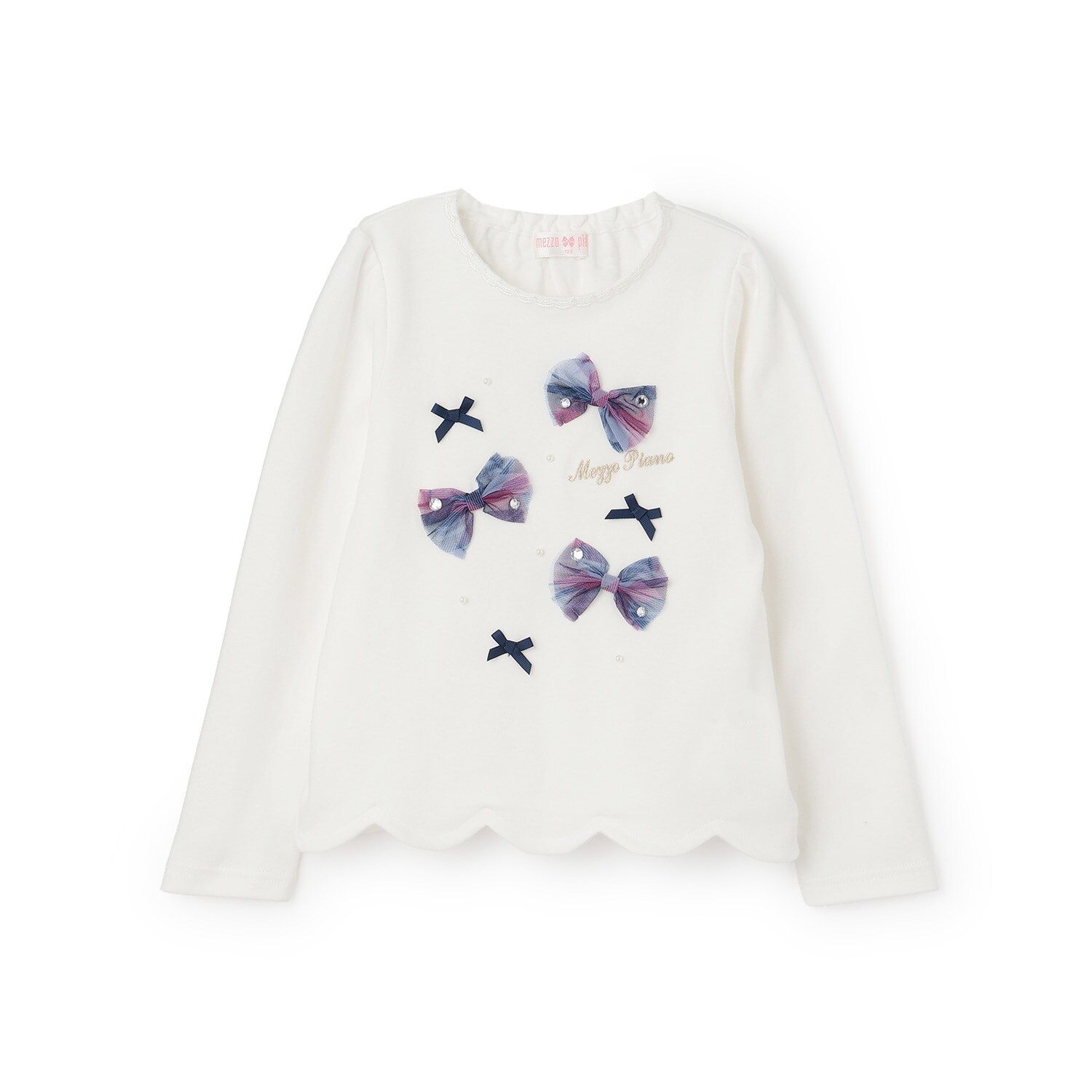 【人気商品再入荷】【直営店で取り扱い無し】チェックリボンいっぱい　長袖Tシャツ