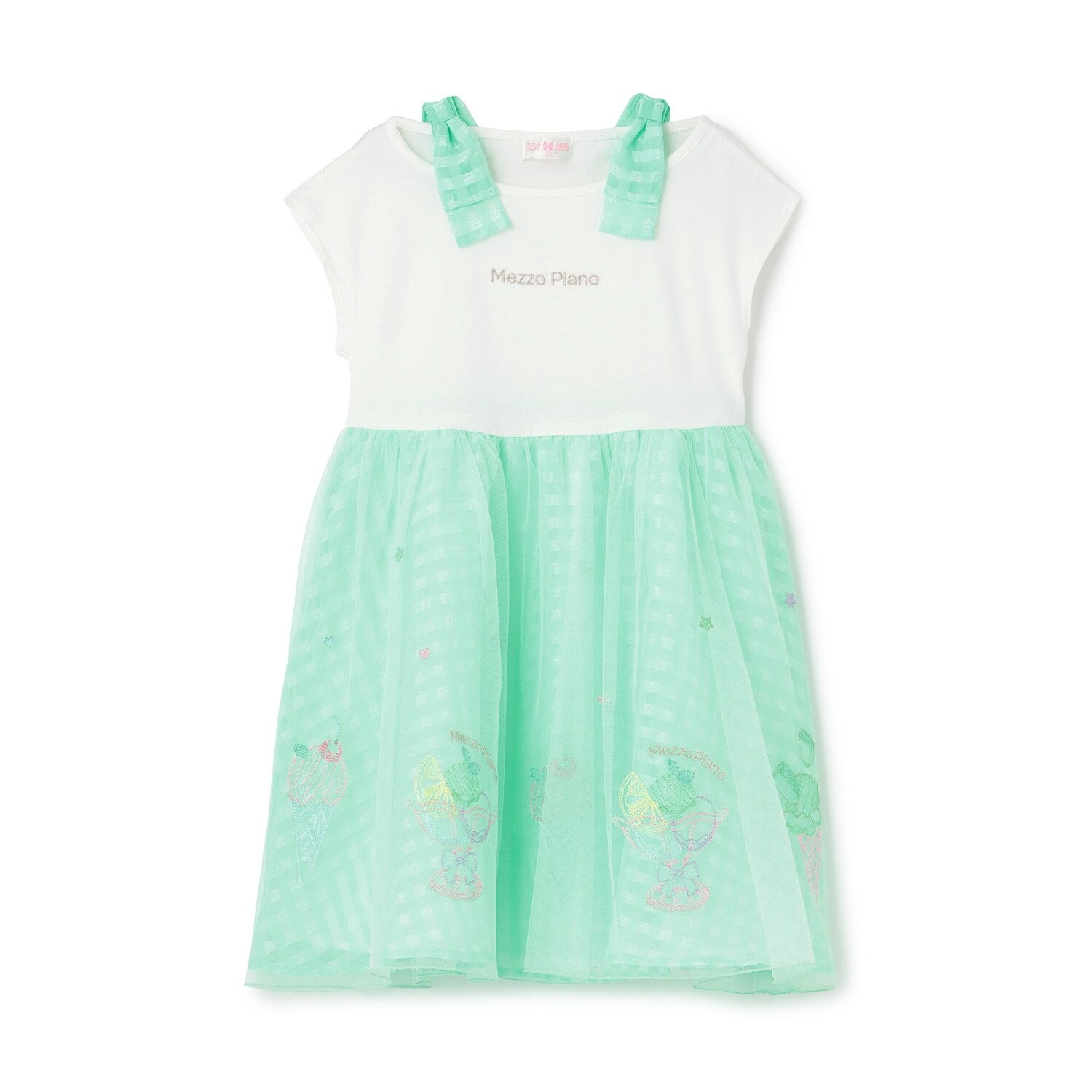 【人気商品再入荷】【直営店で取り扱い無し】シャーベット刺しゅう　ドッキングワンピース