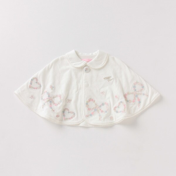 UVケア 衿つき花刺しゅうケープ