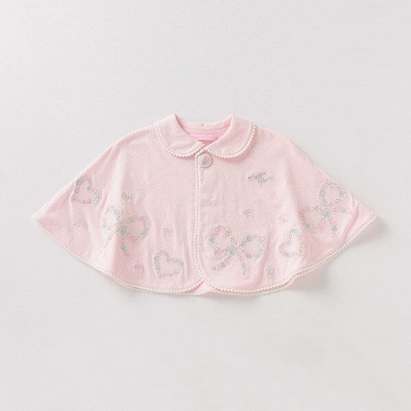 UVケア 衿つき花刺しゅうケープ