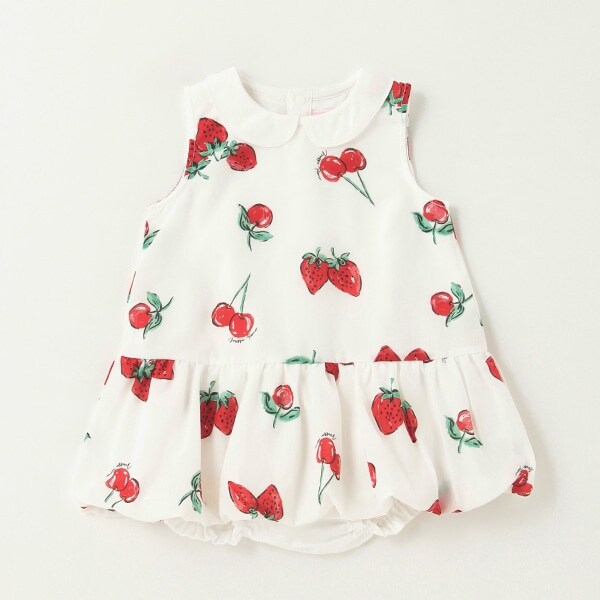 【人気商品再入荷】【直営店で取り扱い無し】ロンパースつき苺柄ワンピース