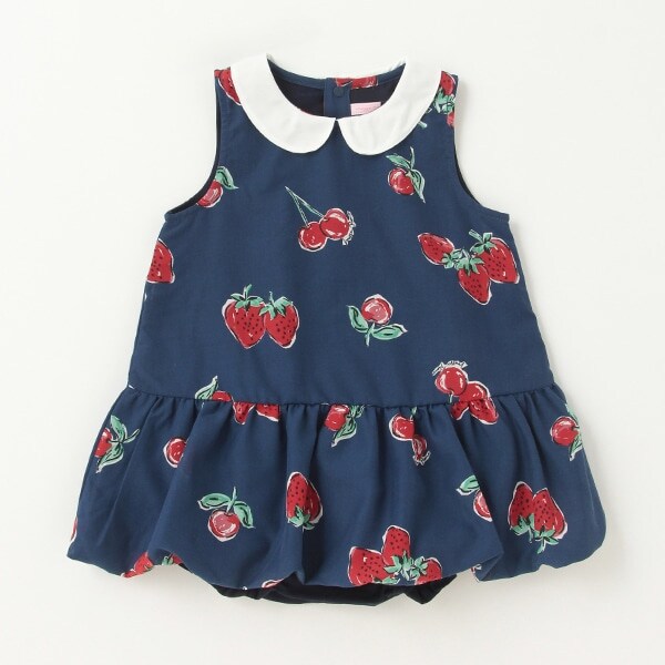 【人気商品再入荷】【直営店で取り扱い無し】ロンパースつき苺柄ワンピース