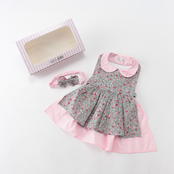 オリジナルボックスつき丸衿花柄エプロン×ヘアバンドセット