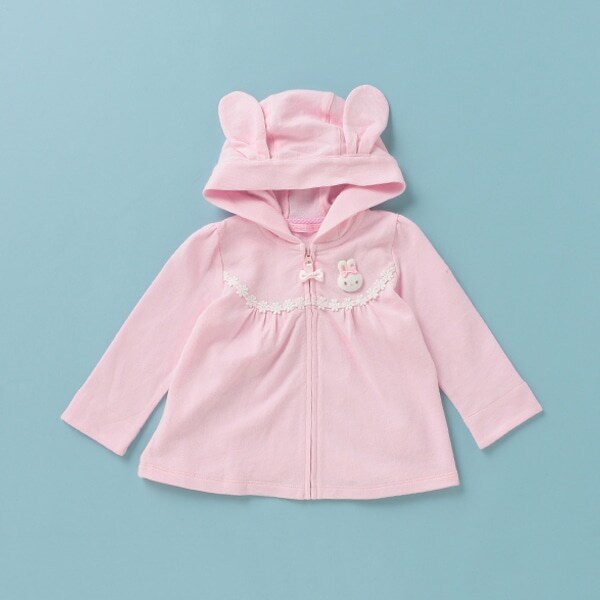 ウサギマスコットつきジップ式パーカー