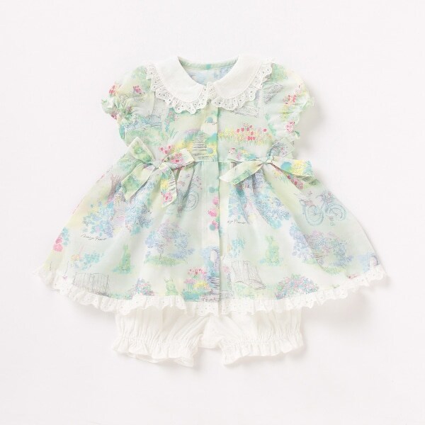 ガーデン柄セーラーカラートップス×ブルマセット