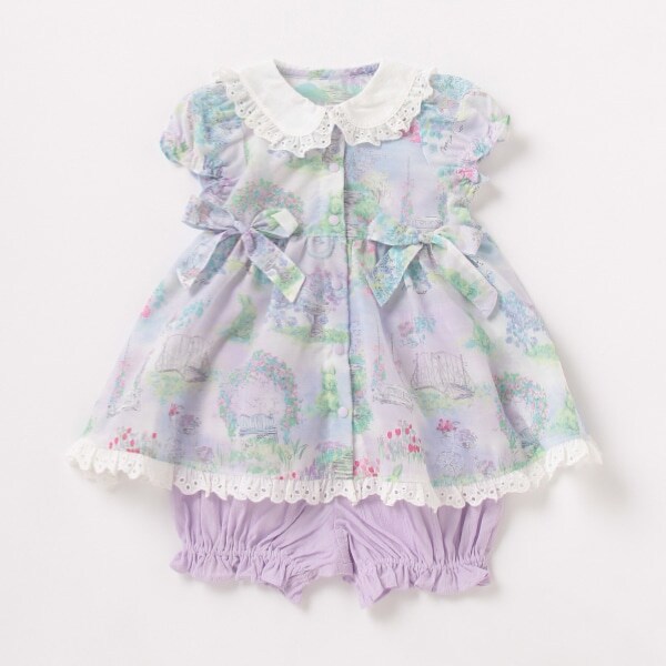 ガーデン柄セーラーカラートップス×ブルマセット