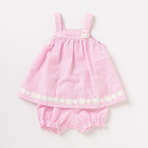 ウサギマスコットつきギンガムチェックエプロン×ブルマセット